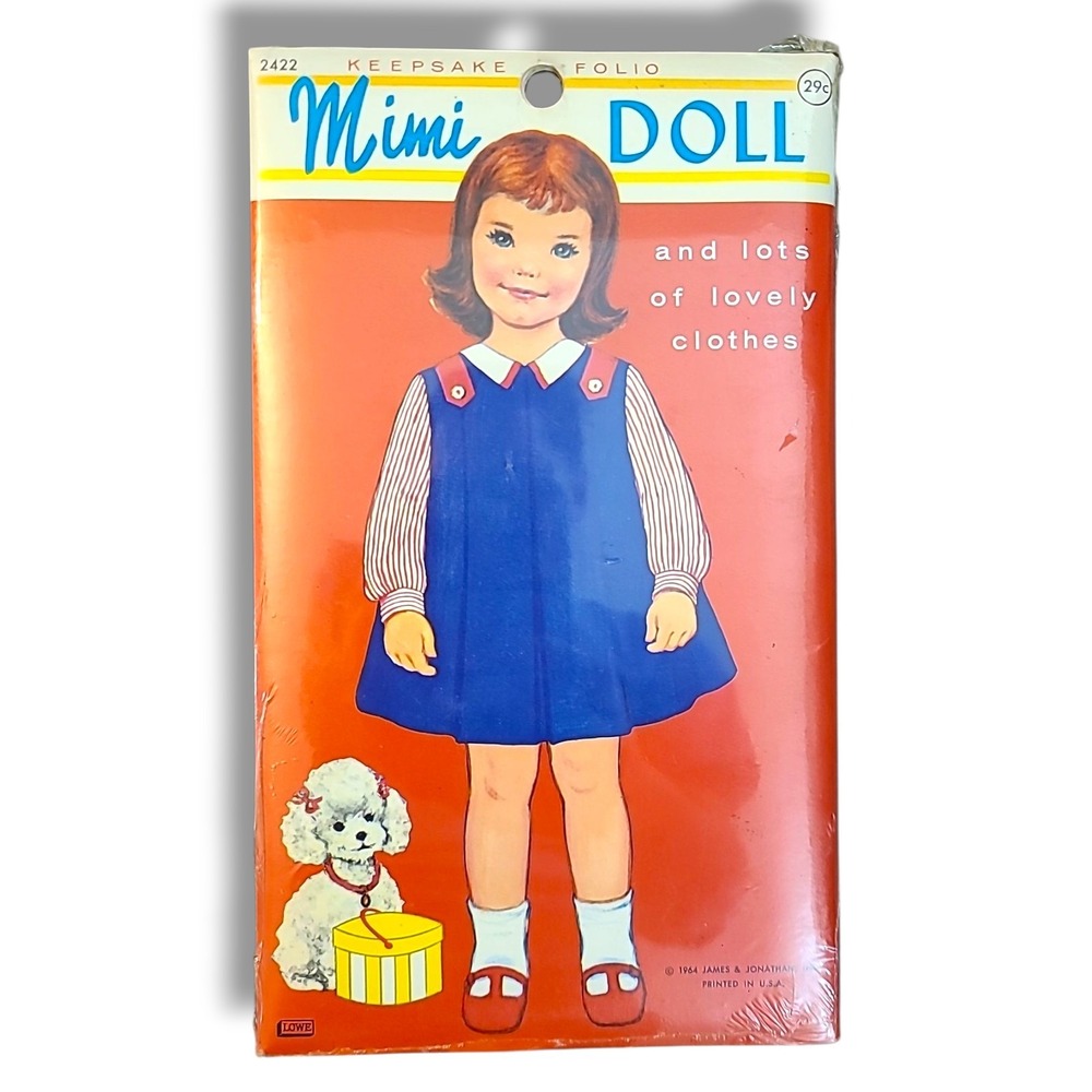 Vintage 1964 Mimi Paper Doll Set Uncut Keepsake Folio Lowe w/ Wardrobe‎ Puppy